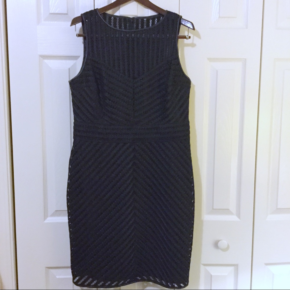 Lauren Sleeveless LBD with Vegan Leather Trim